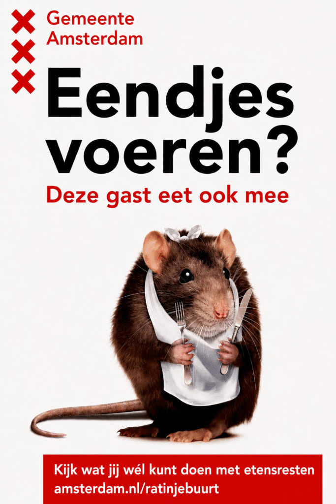 Heldere communicatie helpt bewoners bewust te maken van de relatie tussen voedselresten en rattenoverlast. Heldere communicatie helpt bewoners bewust te maken van de relatie tussen voedselresten en rattenoverlast.
