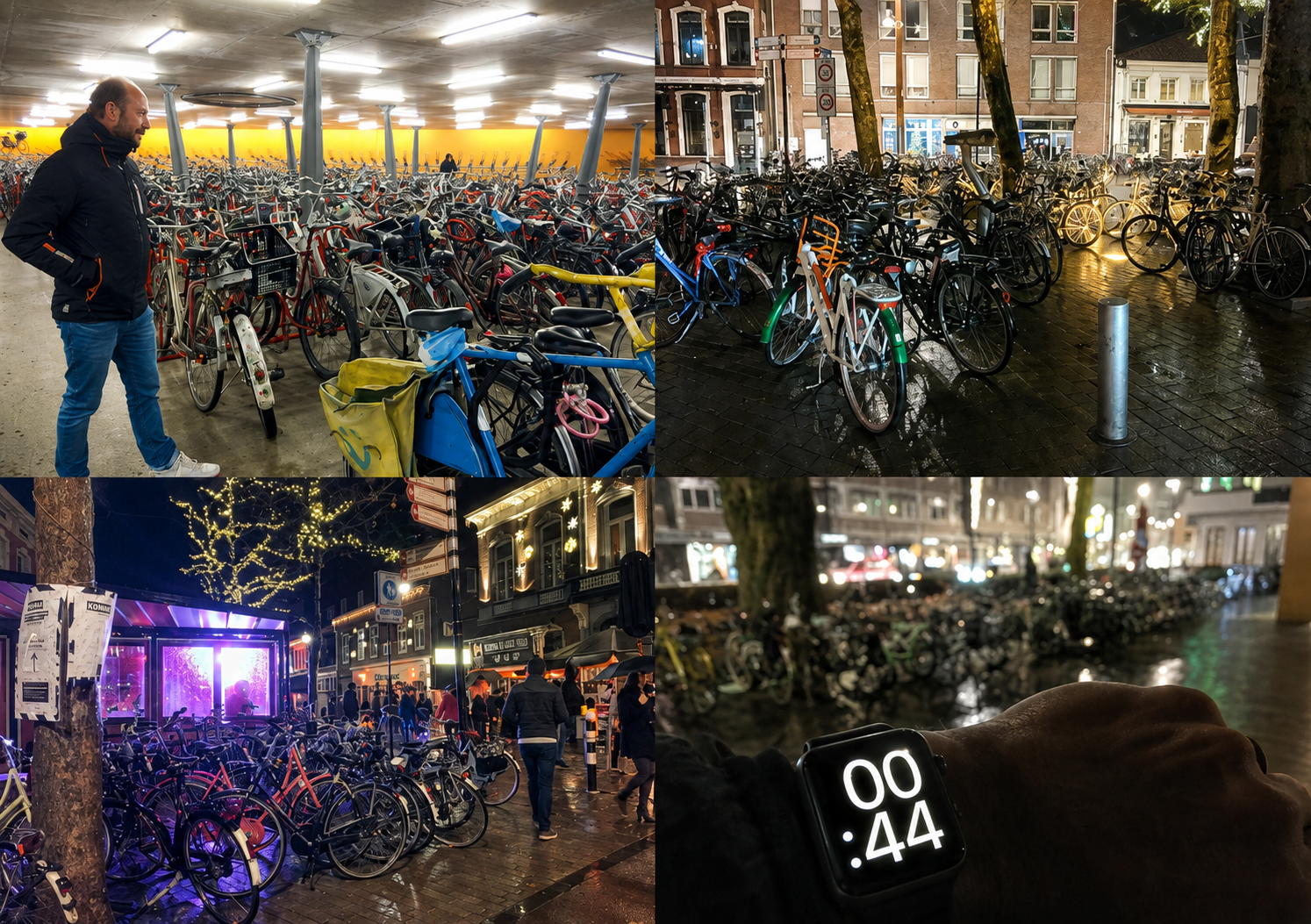 In de nachtelijke uren is de overlast van het fietsparkeren in het uitgaansgebied het duidelijkst. Natuurlijk willen we dat met eigen ogen zien. Zo ontdekken we dat er in de achterste rekken van de fietsenstalling nog veel plek is maar dat deze nauwelijks bereikbaar zijn doordat de rekken erg dicht op elkaar staan. Buiten zet men fietsen voor een nooduitgang. In de nachtelijke uren is de overlast van het fietsparkeren in het uitgaansgebied het duidelijkst. Natuurlijk willen we dat met eigen ogen zien. Zo ontdekken we dat er in de achterste rekken van de fietsenstalling nog veel plek is maar dat deze nauwelijks bereikbaar zijn doordat de rekken erg dicht op elkaar staan. Buiten zet men fietsen voor een nooduitgang.